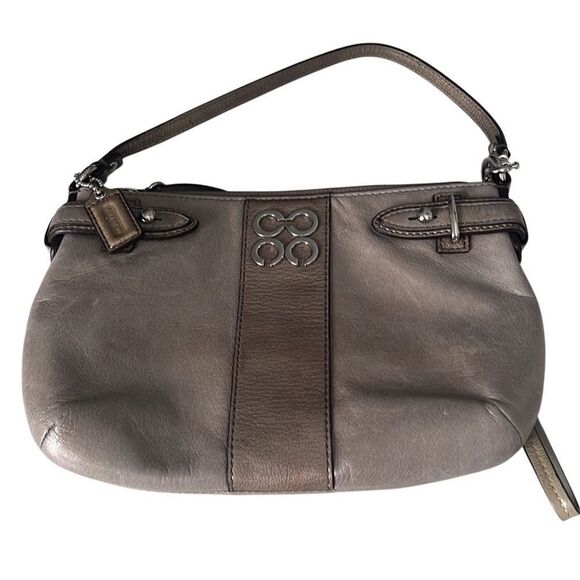 Coach Gray Signature C Logo Leather Wristlet Handbag - Picture 9 of 14